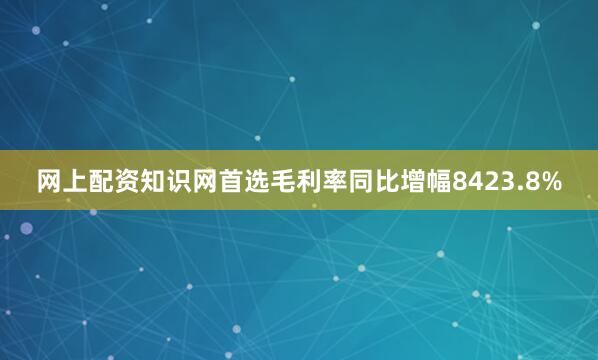 网上配资知识网首选毛利率同比增幅8423.8%