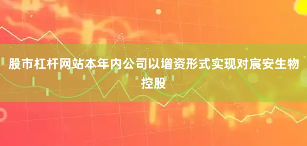 股市杠杆网站本年内公司以增资形式实现对宸安生物控股